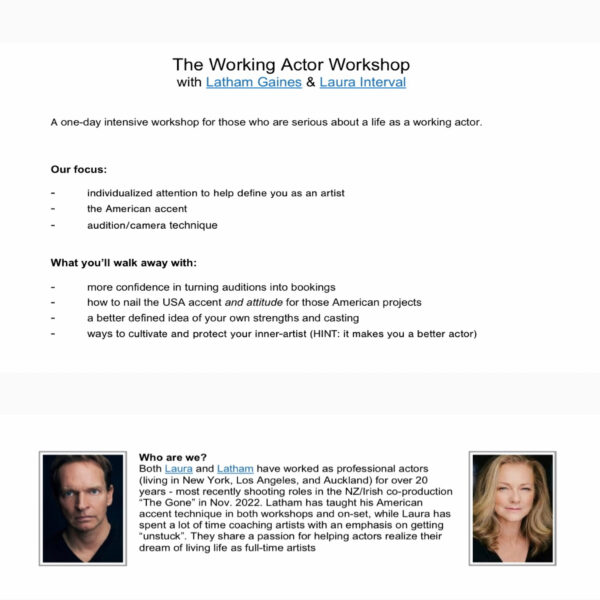 The Working Actor Workshop with Laura Interval and Latham Gaines